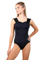 Ruffle Tank Leotard Black front view