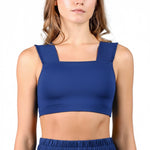 Ruffle Strap Crop Top Sapphire front view