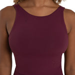 High Neck Top burgundy front view