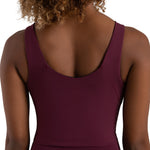 High Neck Top burgundy back view