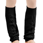 Bloch Cotton Sadie Cable Legwarmer in Black, front view showing knee-length cable knit and footless design