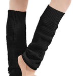 Bloch Cotton Sadie Cable Legwarmer in Black, side view showing knee-length cable knit and footless design