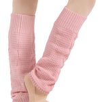 Bloch Cotton Sadie Cable Legwarmer in Candy Pink, side view showing knee-length cable knit and footless design