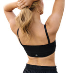Tiger Friday Sasha Crop Top in Black, back view showing cropped dance top with long sleeves