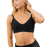 Tiger Friday Sasha Crop Top in Black, front view showing cropped dance top with long sleeves