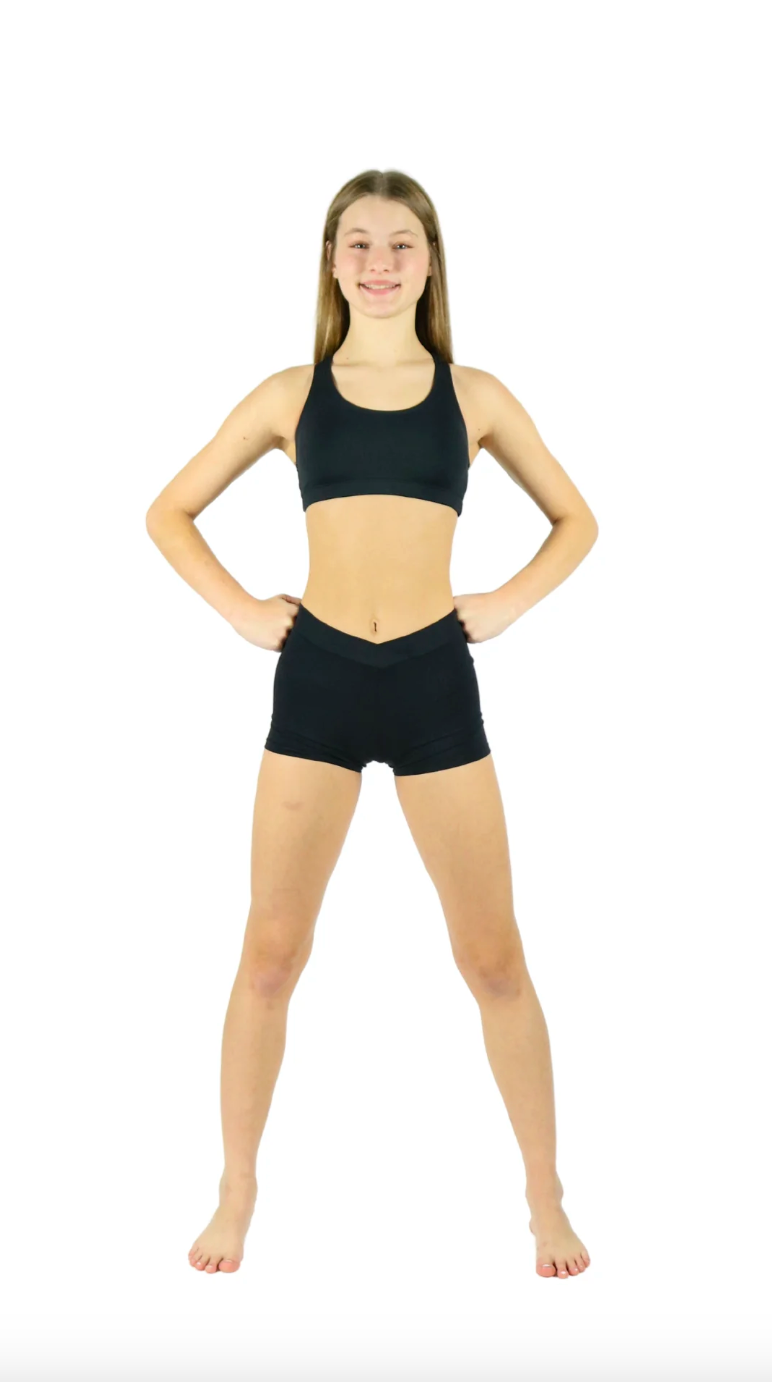 V-Waist Short Black front view