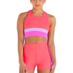 Sports Club Crop Top & Hi Waist Short Pink/Cantaloupe front view