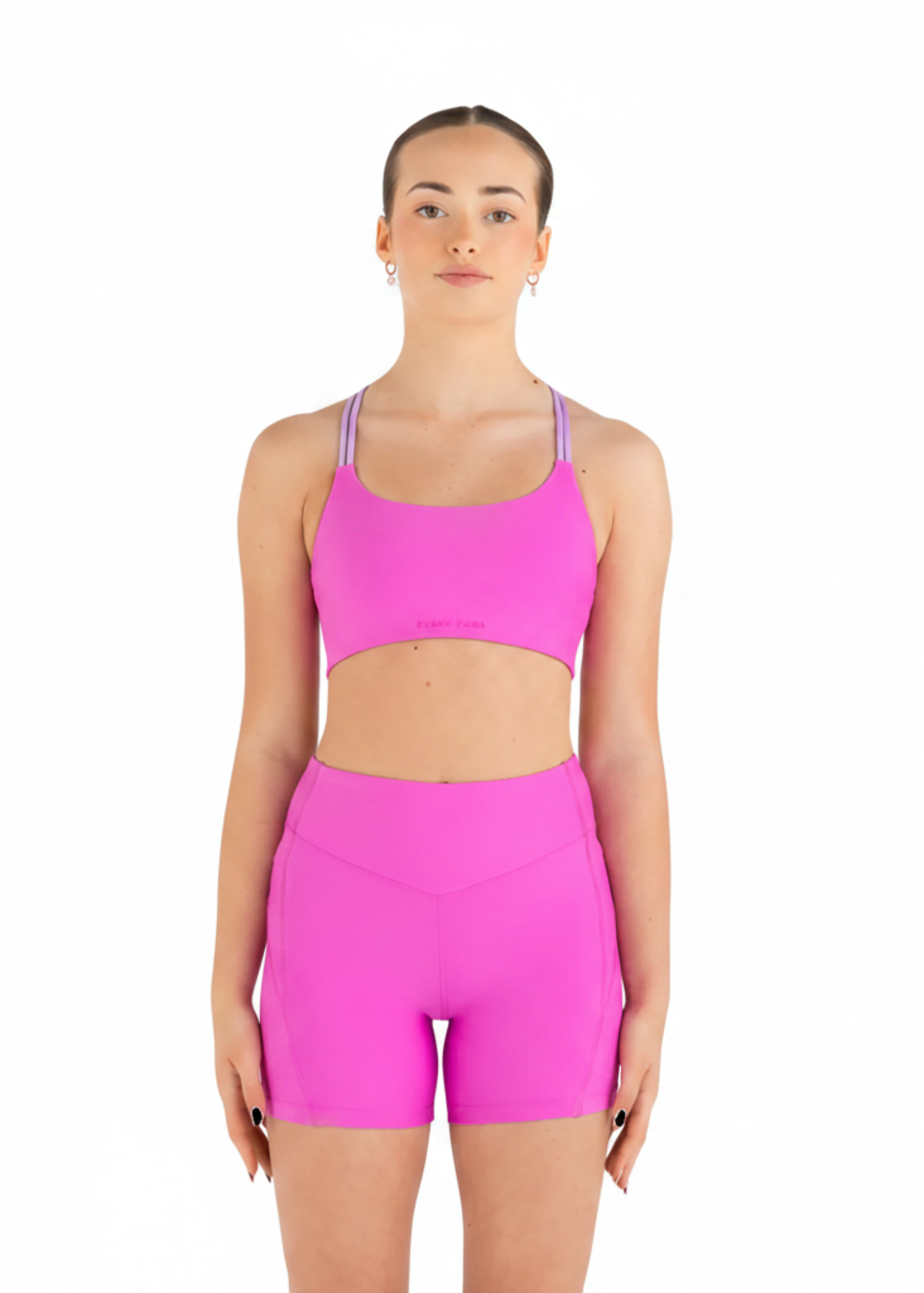 Delulu Crop Top & Balanced Body Short Zaza Pink/Lavender front view