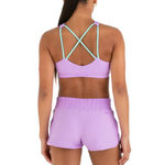 Ecstatic Crop Top Lavender/Mint & Hi-Waisted Short Petal back view