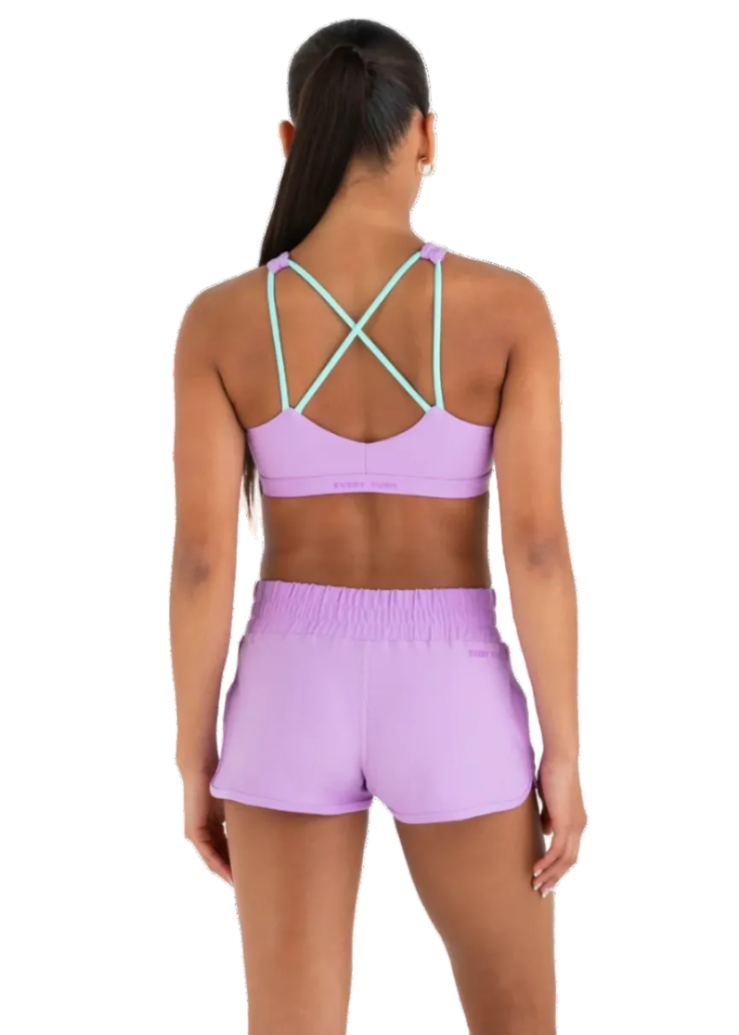 Ecstatic Crop Top Lavender/Mint & Hi-Waisted Short Petal back view