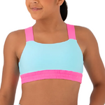 Stretch-It Crop Top Blue/Pink front view
