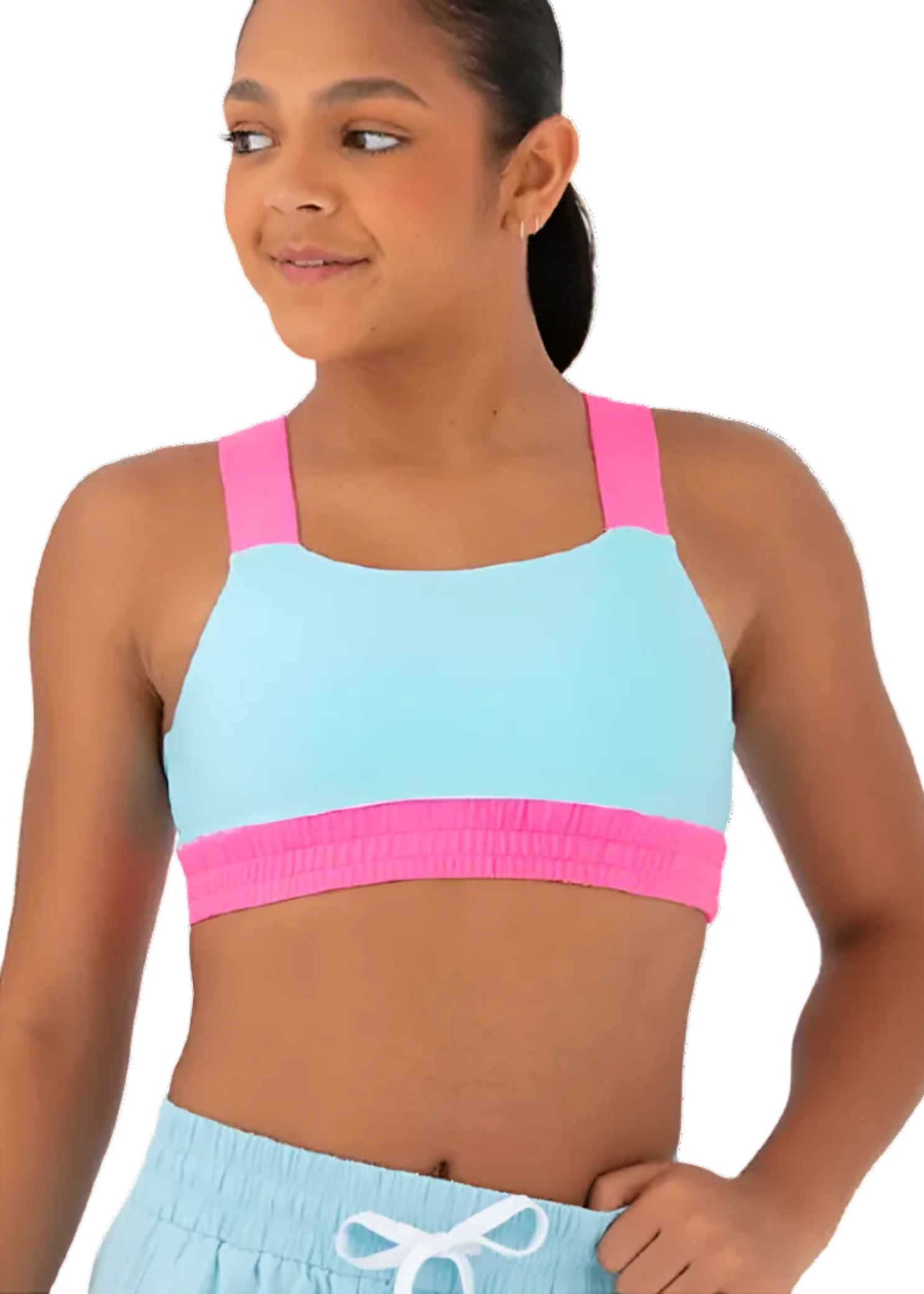 Stretch-It Crop Top Blue/Pink front view
