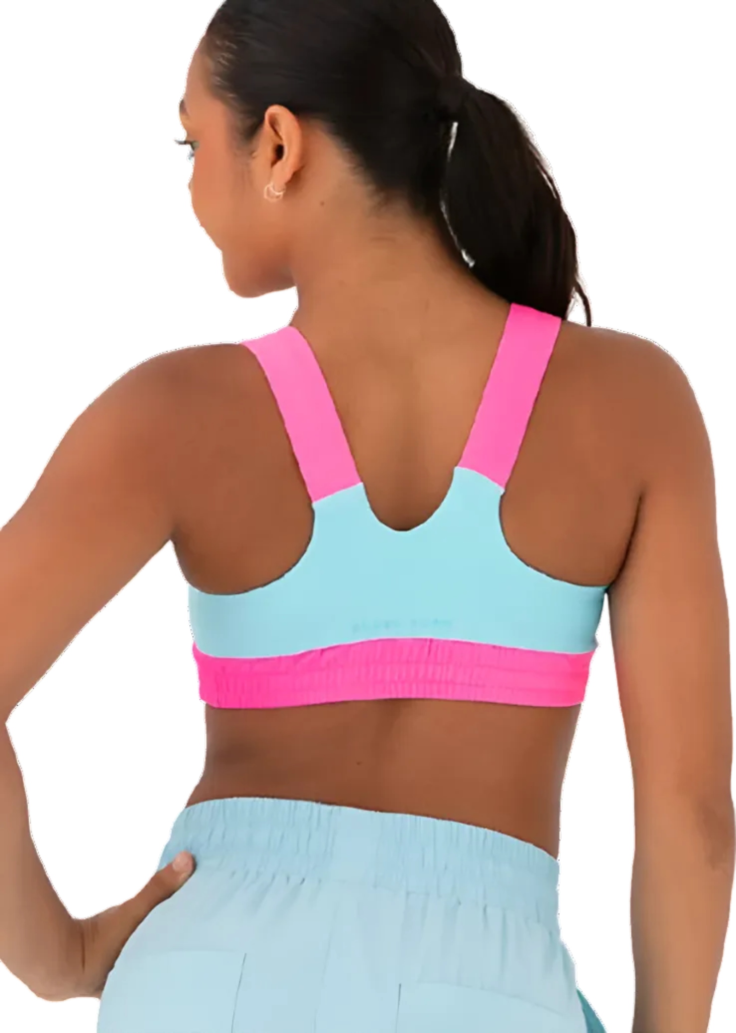 Stretch-It Crop Top Blue/Pink back view