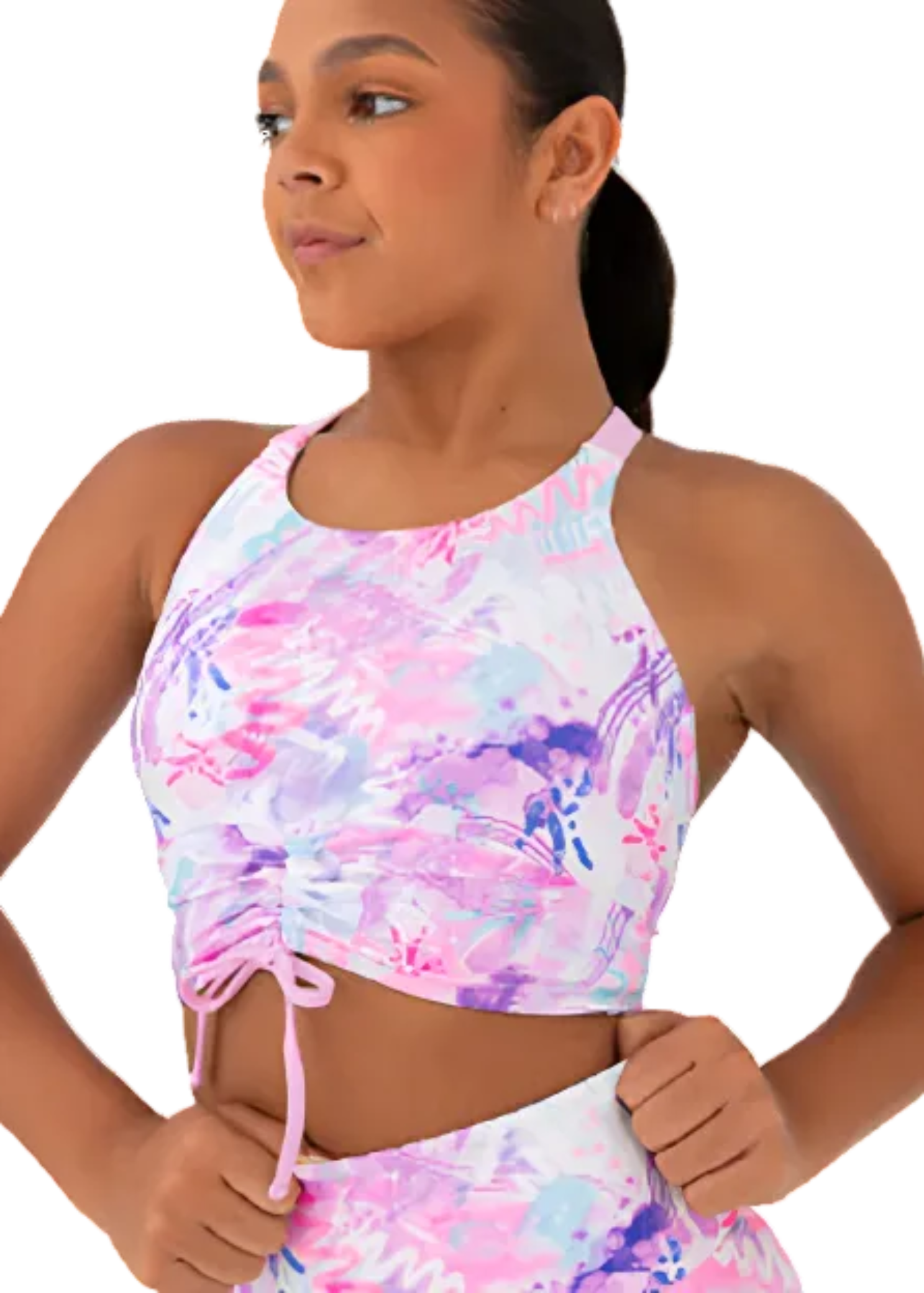 Breathe Deeply Cropped Singlet Infusion Print front view