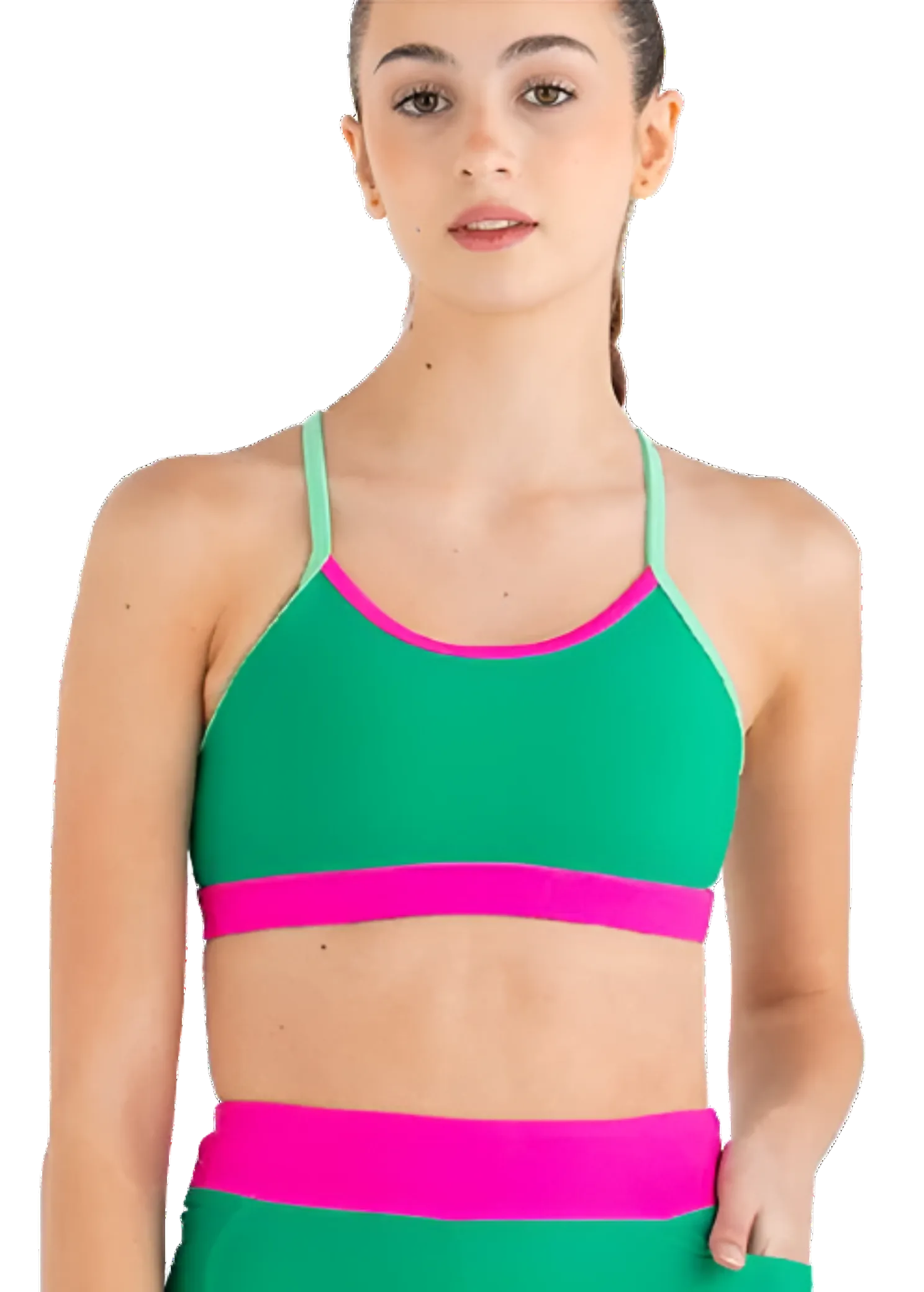 Pop Culture Crop Top Tiki Green front view