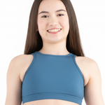 High Neck Bra Top Indigo front view