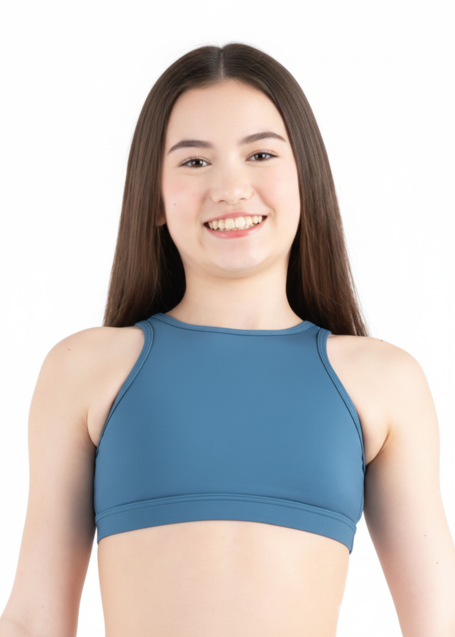 High Neck Bra Top Indigo front view