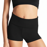 Fold-Over Boyshort Black front view