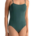Seamed Camisole Leotard Hunter Green front view