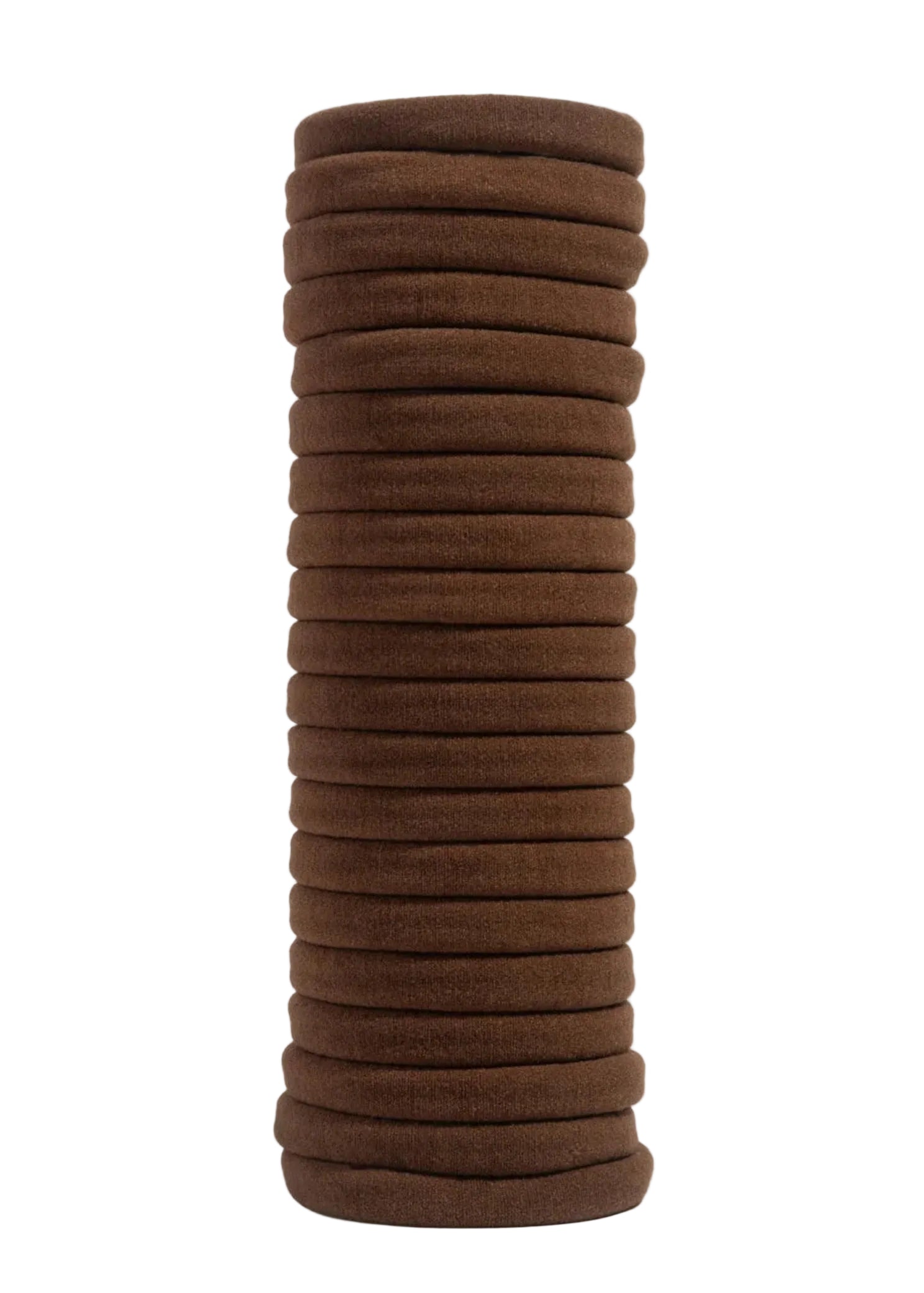 Kitsch Seamless Hair Elastics in Brown, front view showing 20-count seamless elastic hair ties and retail card