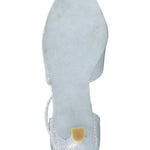 Dance Shoes Online Silver Sparkle Pump in Silver, outsole view showing suede sole and heel construction