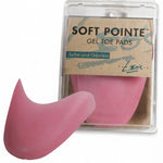 Bloch Soft Gel Pink Toe Pad in Pink, packaging front view showing contoured gel pad beside clear retail case