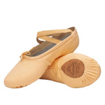 Sansha Soft Ballet Shoe PRO 1C in Fle Tan, detail view showing double canvas upper and split leather sole