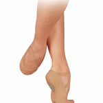 Sansha Soft Ballet Shoe PRO 1C in Fle Tan, lifestyle view showing canvas shoe with crossed elastic straps