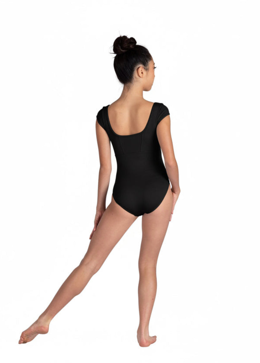 Square Neck Leotard Black back view