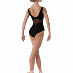 Square Neck Tank Leotard Black front view