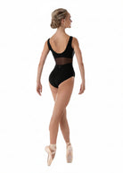 Square Neck Tank Leotard Black front view