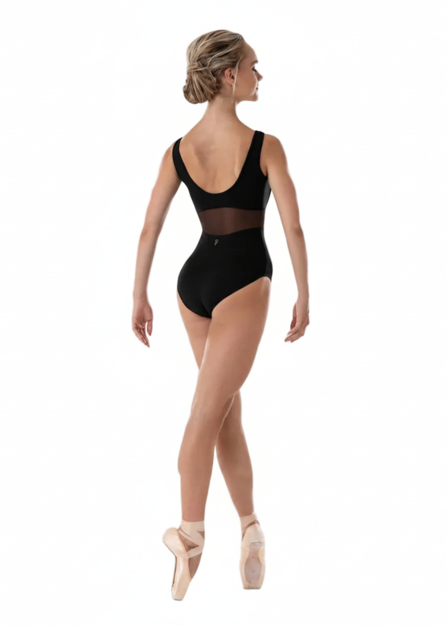 Square Neck Tank Leotard Black front view