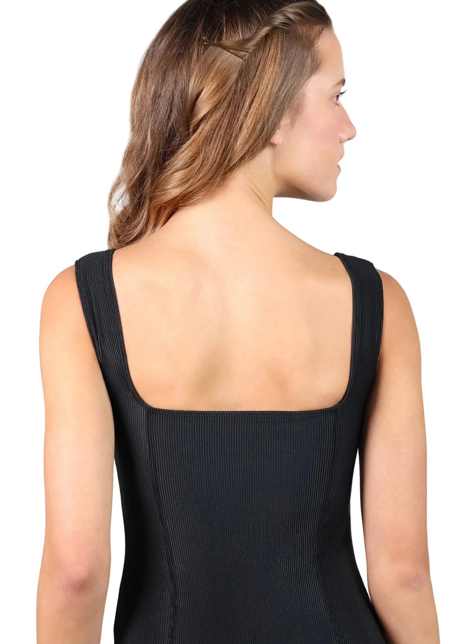 Square Neck Leotard Black back view