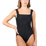 Square Neck Leotard Black front view