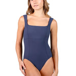 Square Neck Leotard Navy front view