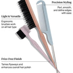 Kitsch Style Brush Set, detail view showing teasing brush, edge brush, and pintail comb bristle details