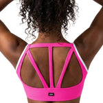 Tiger Friday Sully Crop Top in Malibu, back view showing ribbed crop top with open cage-style back straps
