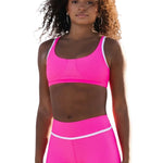 Tiger Friday Sully Crop Top in Malibu, front view showing ribbed crop top with contoured bust seaming