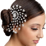 FH2 Swirl Rhinestone Comb in Crystal, lifestyle view showing rhinestone comb worn in an updo hairstyle
