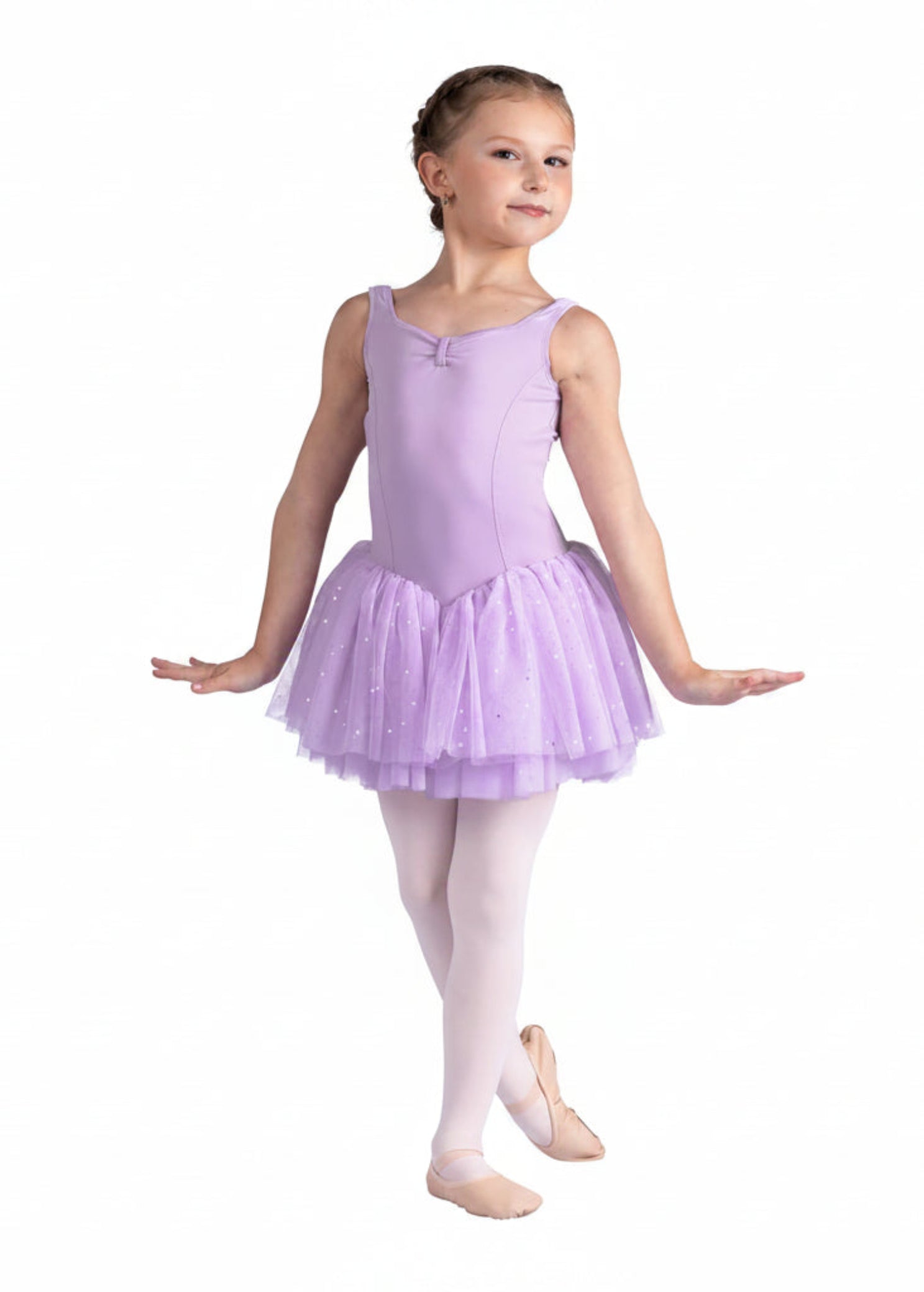 Tank Glitter Dress Lavender front view