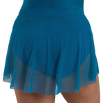 Capezio Tidal Skirt in Turkish Tile, back view showing sheer nylon-spandex mesh and softly flared hem