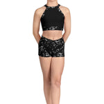 High Neck Crop Top Black front view