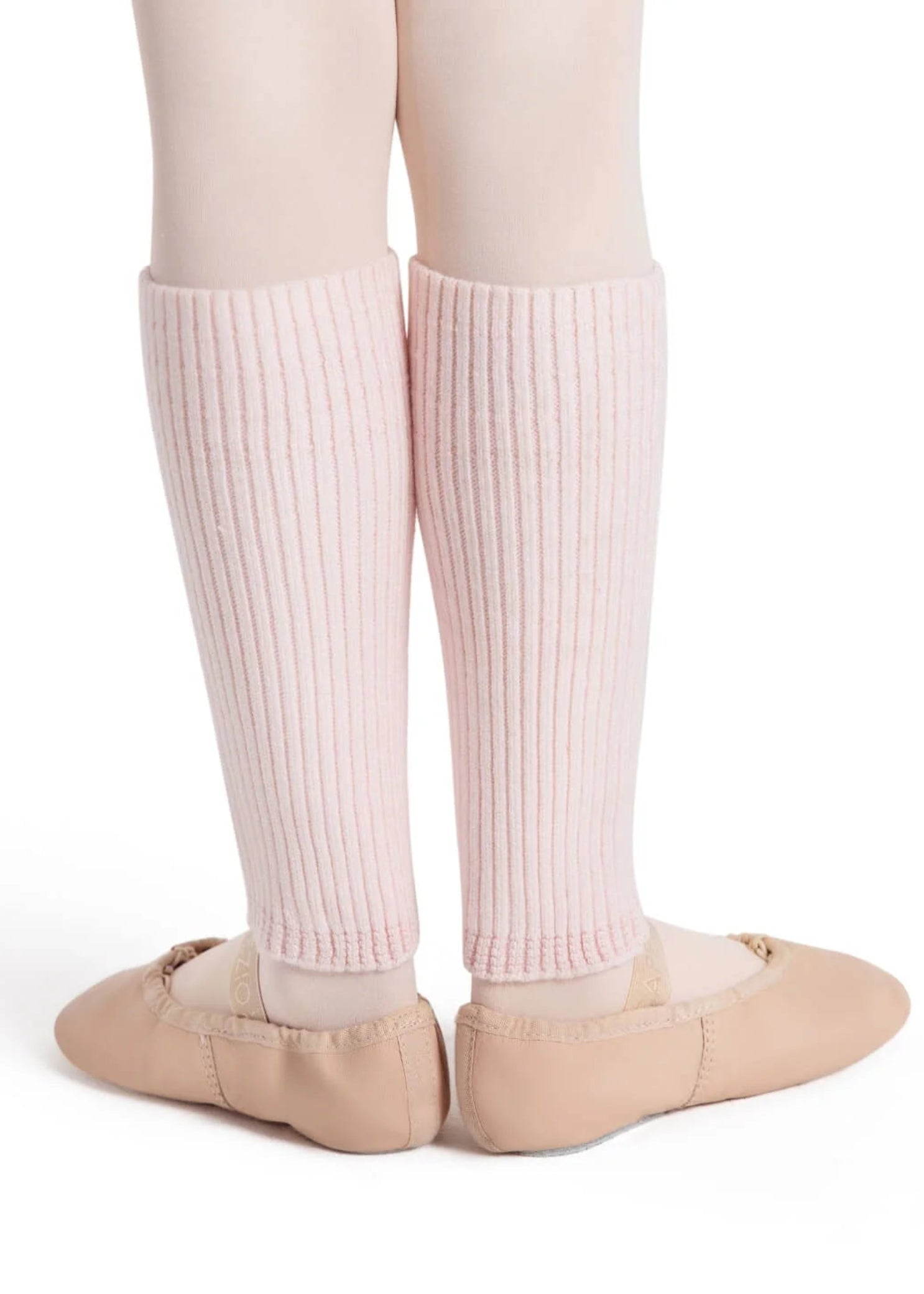 Capezio rayon-blend Toddler Legwarmer in Pink, back view showing 9-inch ribbed knit and elasticized edges