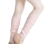 Capezio rayon-blend Toddler Legwarmer in Pink, side view showing 9-inch length and ribbed knit