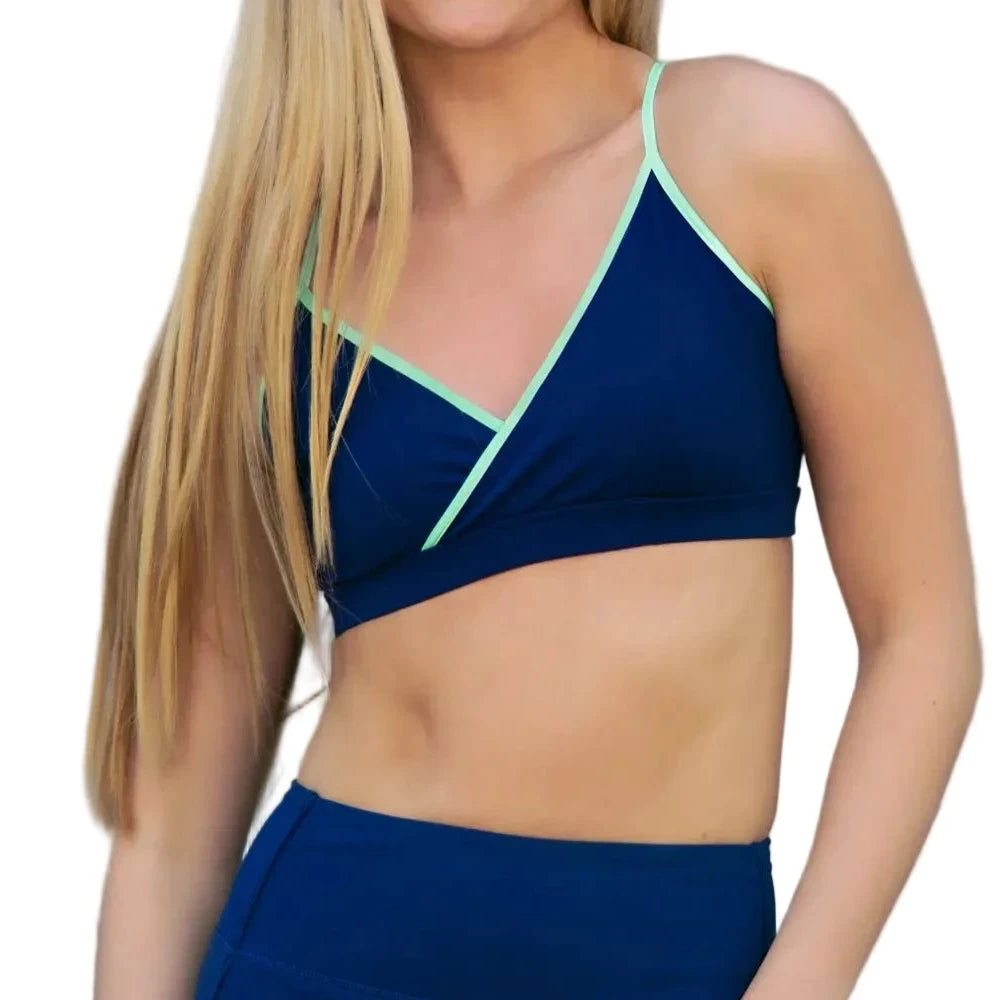 Tri Top True Navy and Bright Mint front view