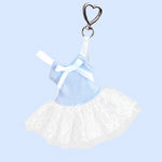 Pillows for Pointes Tutu Cute Bag Charm in Baby Blue, front view showing lined bodice, bow, and tulle skirt