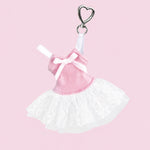 Pillows for Pointes Tutu Cute Bag Charm in Ballet Pink, front view showing lined bodice, bow, and tulle skirt