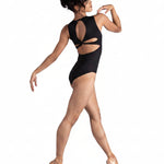 Twist Back Tank Leotard Black back view