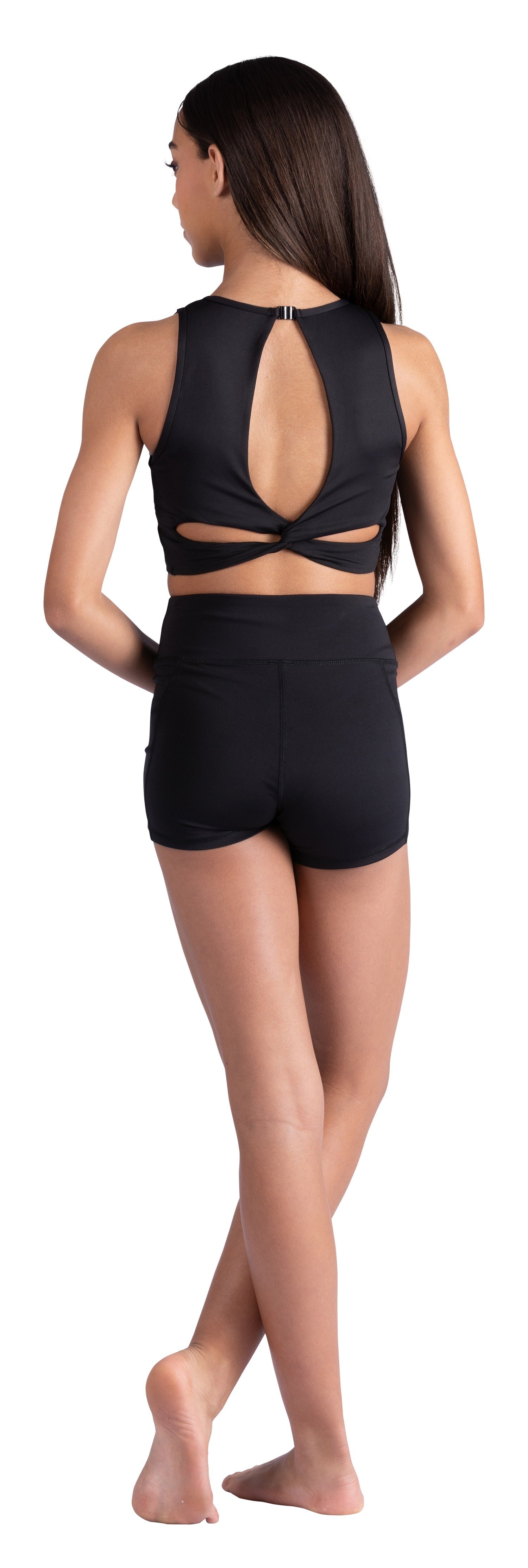 Twist Back Top Black back view