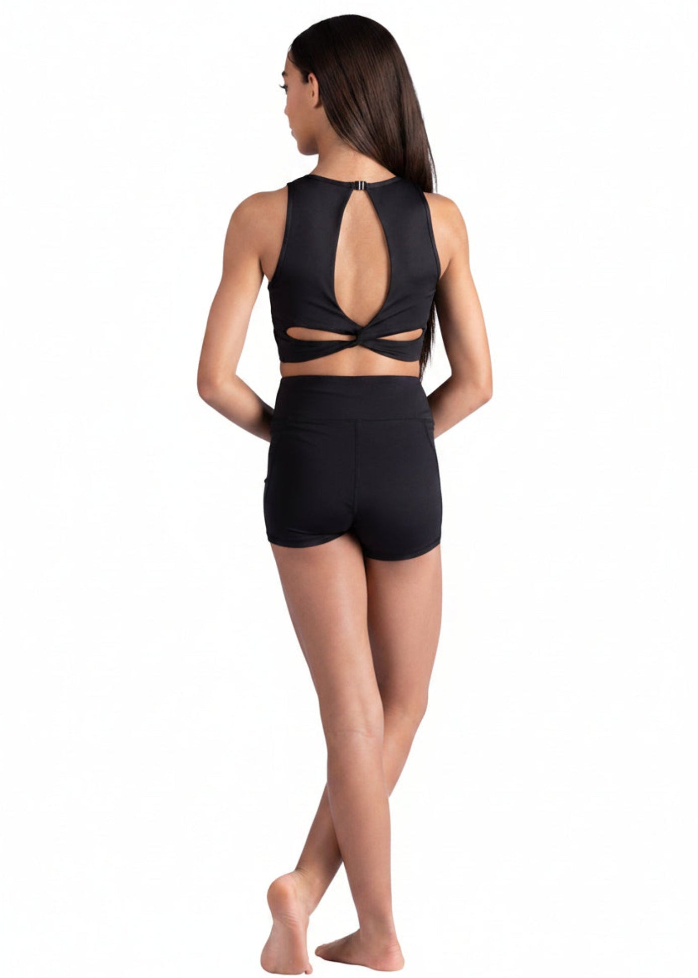 Twist Back Top Black back view